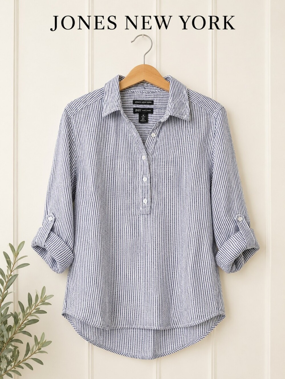 Jones New York 100% Linen Striped Popover✨ Medium